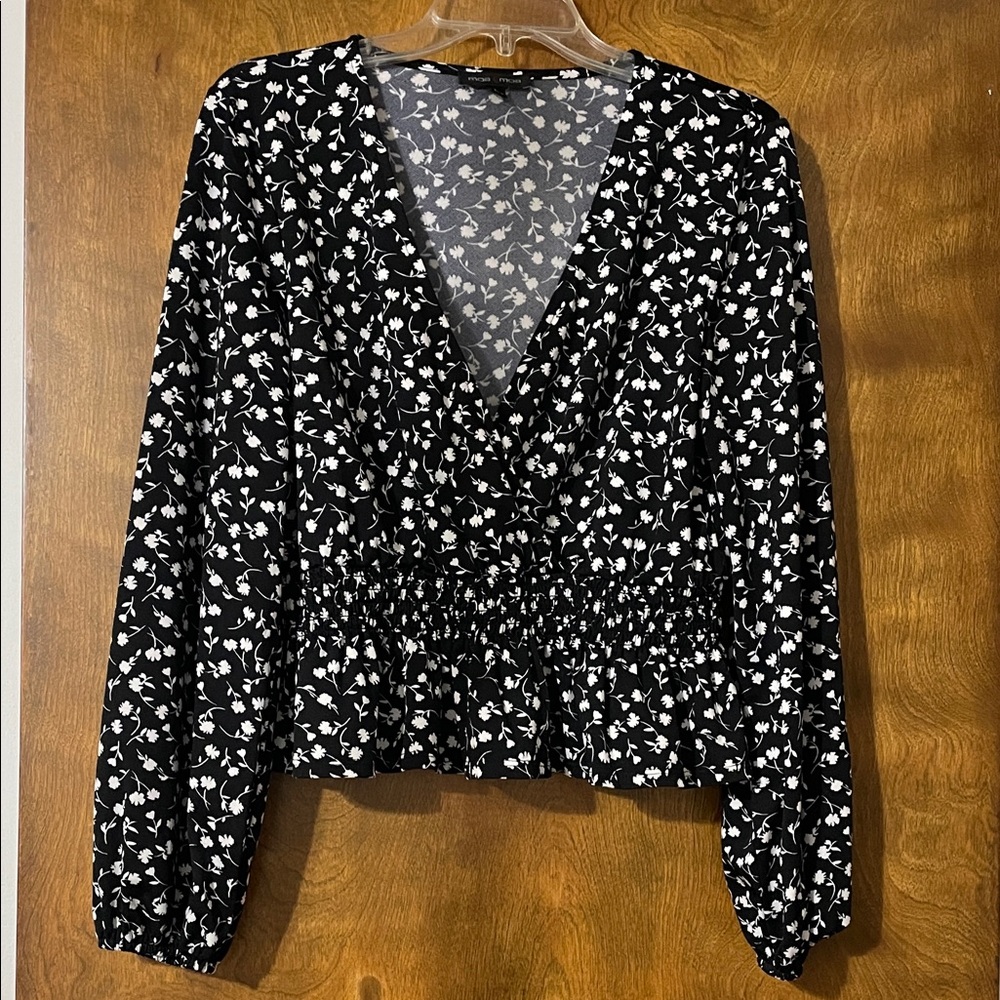 Moa Moa Black and White Floral Blouse